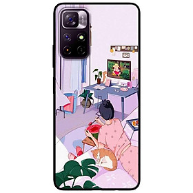 Ốp lưng dành cho Xiaomi Redmi Note 11 4G - Redmi Note 11 5G / Redmi Note 11T 5G / Redmi Note 11S 5G  - Cô Gái Nằm Ăn Dưa