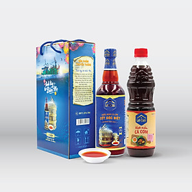 Set quà Tinh Túy 3 ( 1 chai mắm cốt đặc biệt 40N+ 1 chai nước mắm cá cơm 650ml)