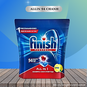 Viên rửa bát Finish All In 1 Max 80 viên/ Túi, Hương Chanh - Nhập khẩu Châu Âu.