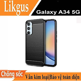 Ốp lưng chống sốc vân kim loại cho Samsung Galaxy A34 5G hiệu Likgus (chuẩn quân đội, chống va đập, chống vân tay) - Hàng chính hãng