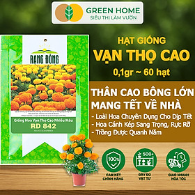 Hạt Giống Hoa Vạn Thọ Cao Nhiều Màu GreenHome, Gói 0,1g~60 hạt, Dễ Trồng Quanh Năm, Hoa To H20