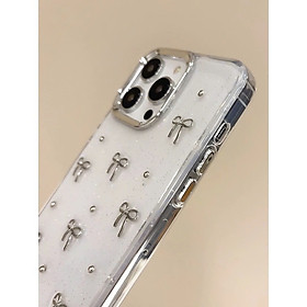 Ốp Lưng Trong Suốt Nhũ Kim Tuyến Họa Tiết Nơ Bạc Cho Samsung galaxy A02S/A03S/A04S/A05S/A04/A06. Hàng Nhập Khẩu
