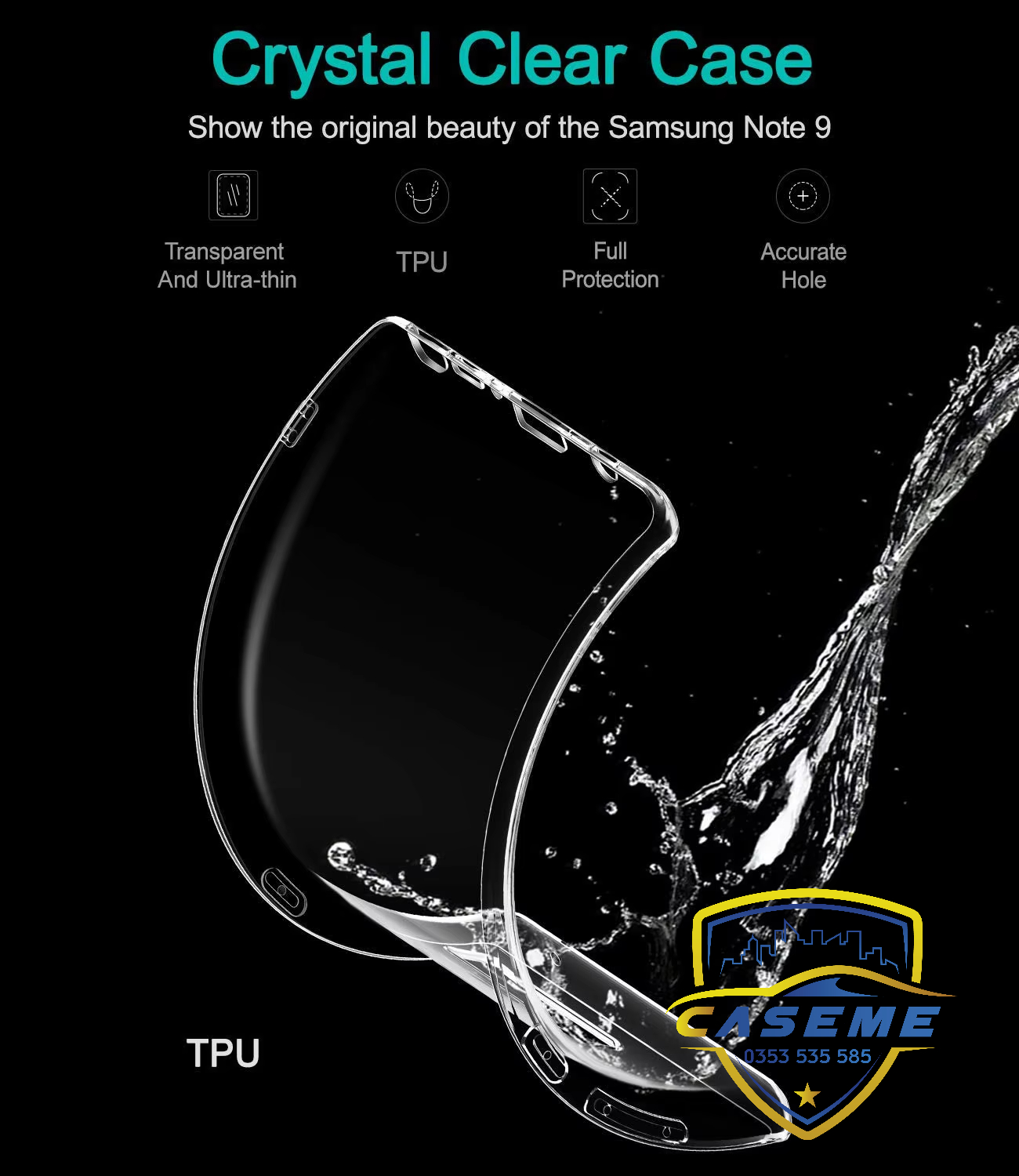 Ốp lưng dành cho Samsung Galaxy Note 9 silicon TPU dẻo trong suốt dày dặn chống sốc, chống xước cao cấp - Hàng chính hãng