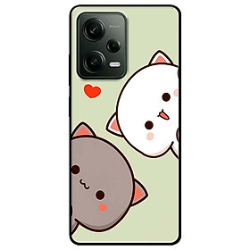 Ốp lưng cho Redmi Note 11 4G - Redmi Note 12 - Redmi Note 12 Pro - Redmi Note 12 Pro 5G - Hai Chú Mèo Trái Tim Đỏ - Hàng Chính Hãng