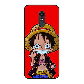 Ốp Lưng in cho Xiaomi Redmi 5 Plus Mẫu Mũ Rơm Nền Đỏ - Hàng Chính Hãng