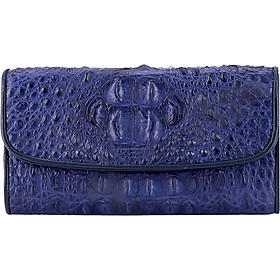 Ví Nữ Da Cá Sấu 3 Gấp Nguyên Con Huy Hoàng HT3720 (19 x 10.5 cm) - Xanh Đậm
