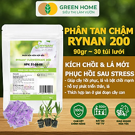 Bộ 3 Phân Tan Chậm GreenHome, Rynan 200-210-220, Bao 90g ,Chuyên Phong Lan 3 Giai Đoạn Từ Con - Ra Hoa