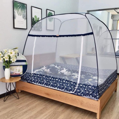 Màn Chụp Cao Cấp Mộc Miên Đỉnh Rộng - Hoạ Tiết Xanh Xám Phi Hành Gia - Kích thước 1,6mx2m - 2 cửa ( Hà Nội )