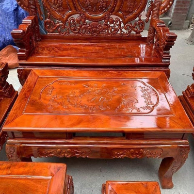 Bộ Bàn Ghế Nghê Đỉnh Rồng Phương Gỗ Xà Cừ
