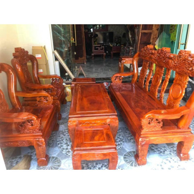 Bộ Bàn Ghế Tam Sư Nghê Ba Đầu Gỗ Xà Cừ