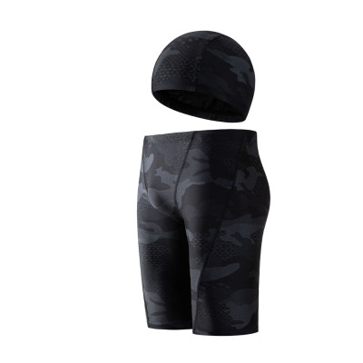 Quần bơi lửng boxer dài cho nam Cleacco màu đen Camo , chất vải Poly co giãn 4 chiều , thoáng khí , thoát nước nhanh BORO SPORT - Tặng nón bơi vải