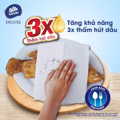 Lốc 6 Cuộn Khăn Giấy Bếp Đa Năng Siêu Thấm Vinda Deluxe