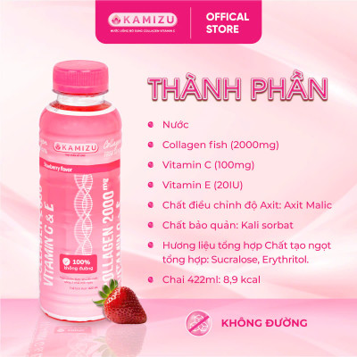 MUA 2 LỐC CAM TẶNG 1 LỐC DÂU THANH MÁT Kamizu Nước uống bổ sung Collagen Vitamin C & E hương cam