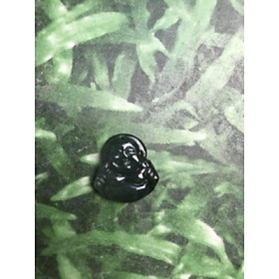 MẶT DÂY CHUYỀN HÌNH PHẬT DI LẶC CHO BÉ ĐÁ CẨM THẠCH TỰ NHIÊN XANH ĐẬM 20mm đk 18mm sâu 5mm