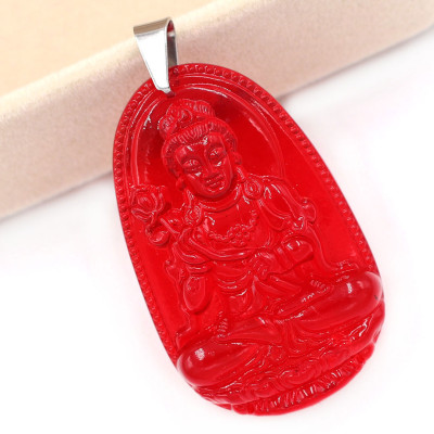 [Tuổi Ngọ] Mặt Dây Chuyền Phật Đại Thế Chí Bồ Tát Đá Pha Lê Đỏ Size Nhỏ 3.6cm & Size Lớn 5cm- Tặng Kèm Móc Inox - Phong Thủy 868 - May Mắn - Bình An