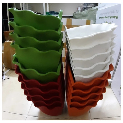CHẬU TRỒNG CÂY ỐP TƯỜNG HÌNH BÁN NGUYỆT MÀU TRẮNG ( BỘ 10 CÁI )