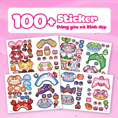 Sách - Mini Fashion - Bóc Dán Hơn 500+ Stickers Váy, Phụ Kiện Xinh Đẹp Cho Bé Gái - Combo 5 Cuốn - Megabook
