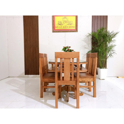 Bộ bàn ăn oval 6 ghế gỗ sồi Nga đẳng cấp, giá xưởng