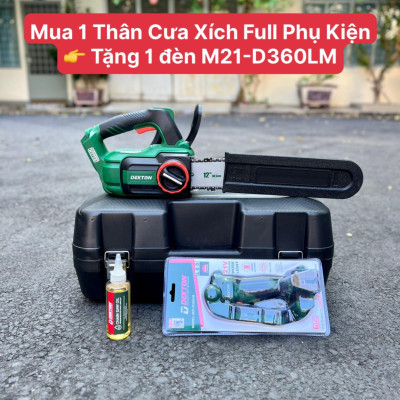 COMBO Máy cưa xích dùng pin 21V Dekton M21-Cx12BL KÈM 1 PIN M21-B4000M + 1 SẠC M21-S20 DEKTON + TẶNG 1 PIN M21-B3000 - KM_T8 -HÀNG CHÍNH HÃNG
