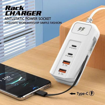 Ổ Cắm Điện Đa Năng 66W 4 Cổng Sạc Với 2 Cổng Usb Và 2 Cổng Type-C Pd