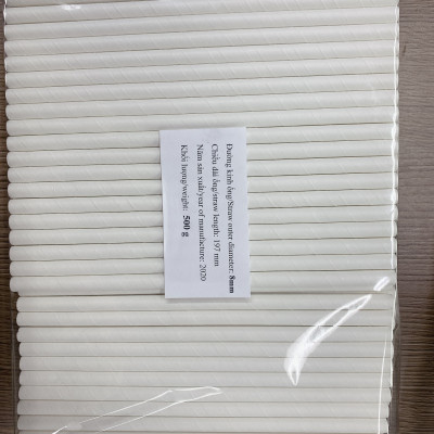 Ống hút giấy Clean Paper Straw kích thước 8mm x 197mm màu trắng dùng cho, sinh tố, đá xay.... (0,5kg)