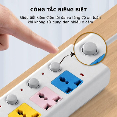 Ổ Cắm Điện USB Đa Năng Cao Cấp Chống Giật 2 Cổng Cắm USB Công Suất 2500W, Có Chốt An Toàn Dây 2m /5m Tiện Dụng