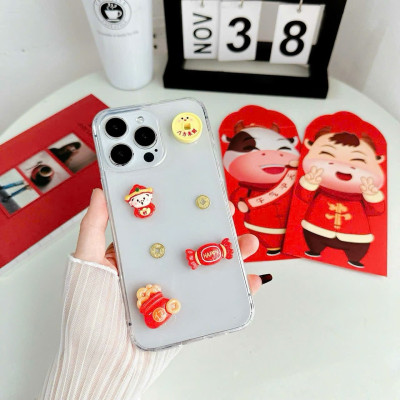 Ốp lưng trong tết 2024 cho iPhone 15 14 Pro Max 13 12 11 ProMax XsMAX XS XR 7/8 Plus ốp gắn tik gấu – Hàng nhập khẩu