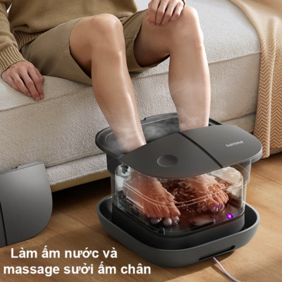 Bồn ngâm chân, kiêm máy massage chân tự động thương hiệu Hà Lan cao cấp Philips PPM5103F - Hàng nhập khẩu