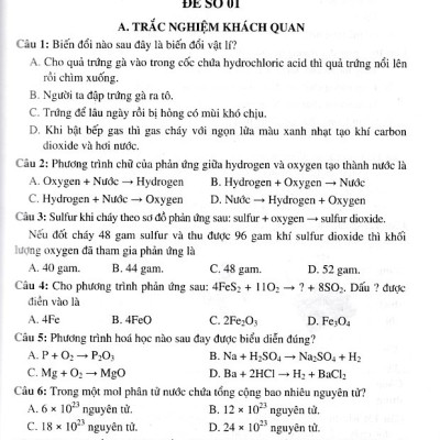 Tuyển tập đề kiểm tra định kì Khoa Học Tự Nhiên lớp 8 (Dùng chung cho các bộ SGK)