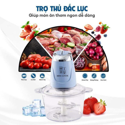 Máy xay thịt thực phẩm đa năng cối thuỷ tinh Linh Chi Bedding, tặng 01lưỡi dao - Giao mầu ngẫu nhiên