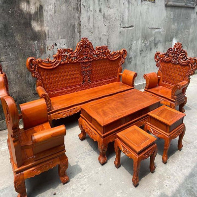 bộ bàn ghế lois hoàng gia gỗ gõ đỏ