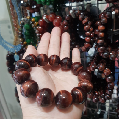 Vòng tay phong thủy may mắn Nam  Mệnh Hỏa mệnh Thổ size 16ly hay 16mm mới bóng đẹp đúng cung sanh may mắn tài lộc ạ Chất liệu đá  thạch anh mắt hổ Đỏ Nâu thiên nhiên Natural Tiger