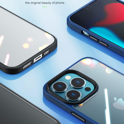 Ốp lưng cho iPhone 13 Pro Max hiệu Rock Guard Hybrid Glass Pc viền màu chống sốc - Hàng nhập khẩu