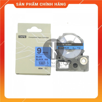 [Combo 3 hộp] Nhãn in Tepra SC9BW (LC-3LBP) - Chữ đen nền dương 9mm x 8m - Hàng nhập khẩu
