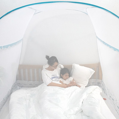 Mùng Chụp Màn Chụp Tự Bung Đỉnh Rộng Cao Cấp 1m6x2m có viền chân - Mộc Miên ( có 2 Cửa)