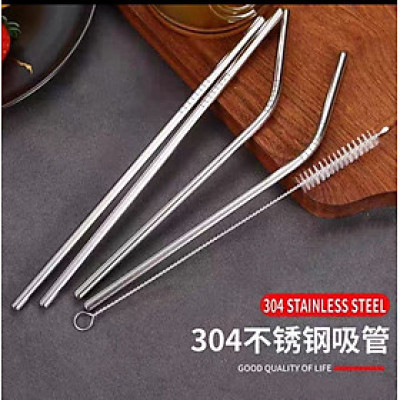 Bộ Ống Hút Inox 304 Trà Sữa + Ống Hút Sinh Tố + Cọ Làm Sạch Ống Bộ Ống Hút inox 304 Cao Cấp