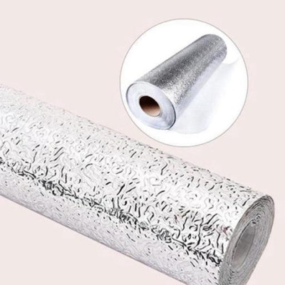 Cuộn 2m decal giấy dán bếp tráng nhôm cách nhiệt ô vuông bạc khổ 60cm keo sẵn dễ dàng lau chùi. Decor