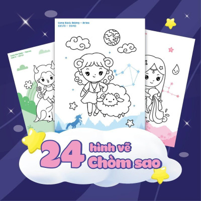 Sách - Tô Màu Diệu Kỳ - Bí Mật 12 Chòm Sao (Hơn 40 Stickers) - Megabook