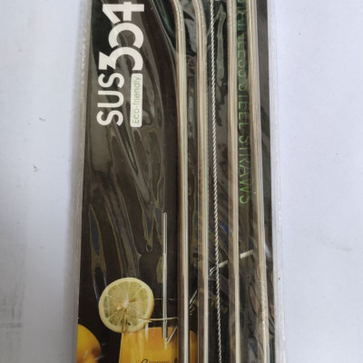 Bộ Ống Hút Inox 304 Trà Sữa + Ống Hút Sinh Tố + Cọ Làm Sạch Ống Bộ Ống Hút inox 304 Cao Cấp