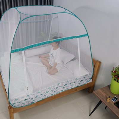 Mùng Chụp Màn Chụp Tự Bung Đỉnh Rộng Cao Cấp 1m6x2m có viền chân - Mộc Miên ( có 2 Cửa)