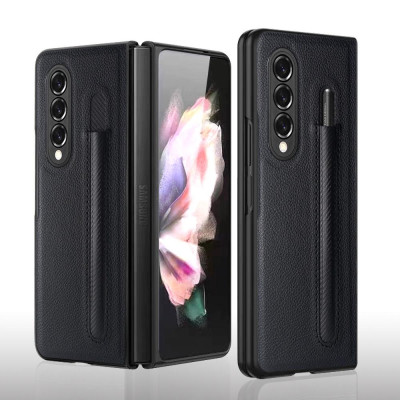 Ốp Lưng Cho Galaxy Z FOLD 6 / Z FOLD 5 / Z FOLD 4 Chống Sốc Bằng Da Có Ngăn Đựng Bút ( KHÔNG BAO GỒM BÚT )