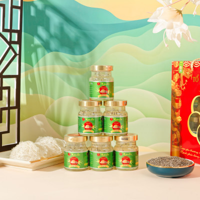 [Hộp 6 Lọ] Nước Yến Sào Chưng Hạt Chia Nhân Việt 30% Yến 70ml/Hũ