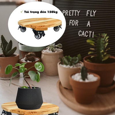 Đế Lót Chậu Cây Có Bánh Xe Cao Cấp Đường Kính 35cm Tải Trọng 150Kg, Để Di Chuyển Chậu Cây Thường Xuyên