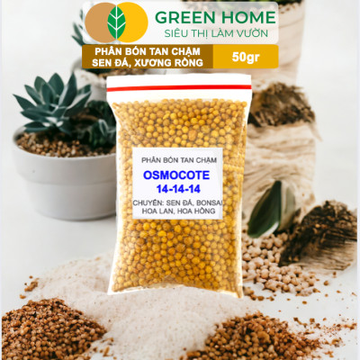 Phân Tan Chậm Greenhome, Osmocote, Bao 50gr, Chuyên Sen Đá, Xương Rồng, Bonsai, GIúp Sen Cứng