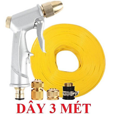 ️Evoucher Bộ dây vòi xịt nước rửa xe,tưới cây , tăng áp 3 lần,loại 3m, 5m 206701 đầu đồng,cút đồng,nối đồng+ đai