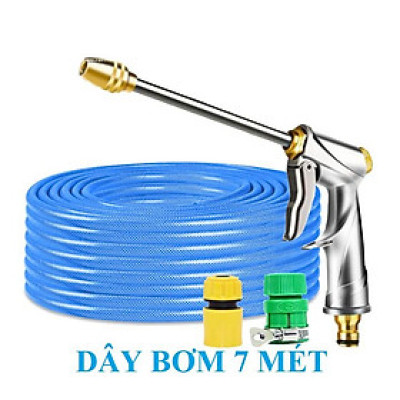 ️Evoucher Bộ dây vòi xịt nước rửa xe, tưới cây , tăng áp 3 lần, loại 7m, 10m 206701-2 đầu đồng,cút, + khăn phượt