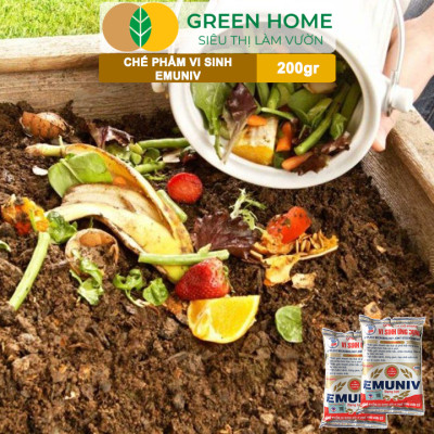 Chế Phẩm Vi Sinh EM Greenhome, Emuniv, Gói 200gr, Dùng Ủ Phân Bón Hữu Cơ, Xử Lý Rác Thải Gia Đình, Phân Huỷ Nhanh