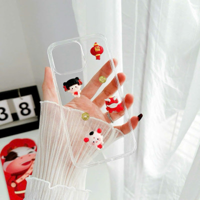 Ốp lưng trong tết 2024 cho iPhone 15 14 Pro Max 13 12 11 ProMax XsMAX XS XR 7/8 Plus ốp gắn tik gấu – Hàng nhập khẩu