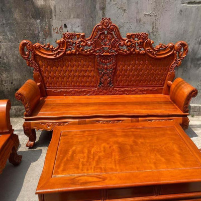 bộ bàn ghế lois hoàng gia gỗ gõ đỏ