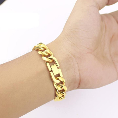 Vòng tay nam - Lắc tay nam titan lặc đơn kiểu vác cạnh cao cấp khóa bộ inox trangsucpt 13mm PTLTNA14